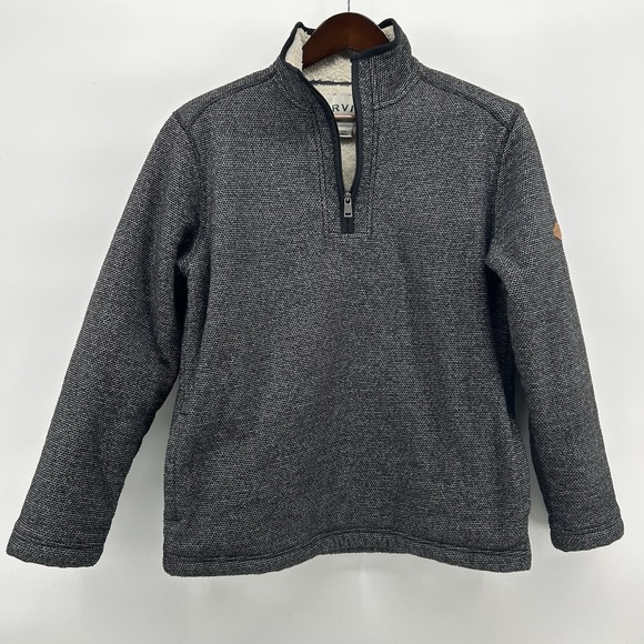 Orvis Other - Orvis Brighton Mens M Sherpa Lined 1/4 Zip Fleece Pullover Black Heather Cabin
